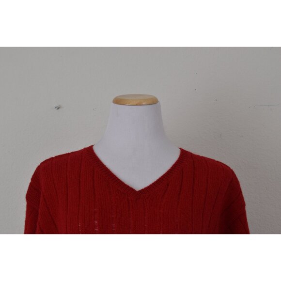 Vintage 00s Red Wool boxy Sweater | size M - Picture 9 of 10